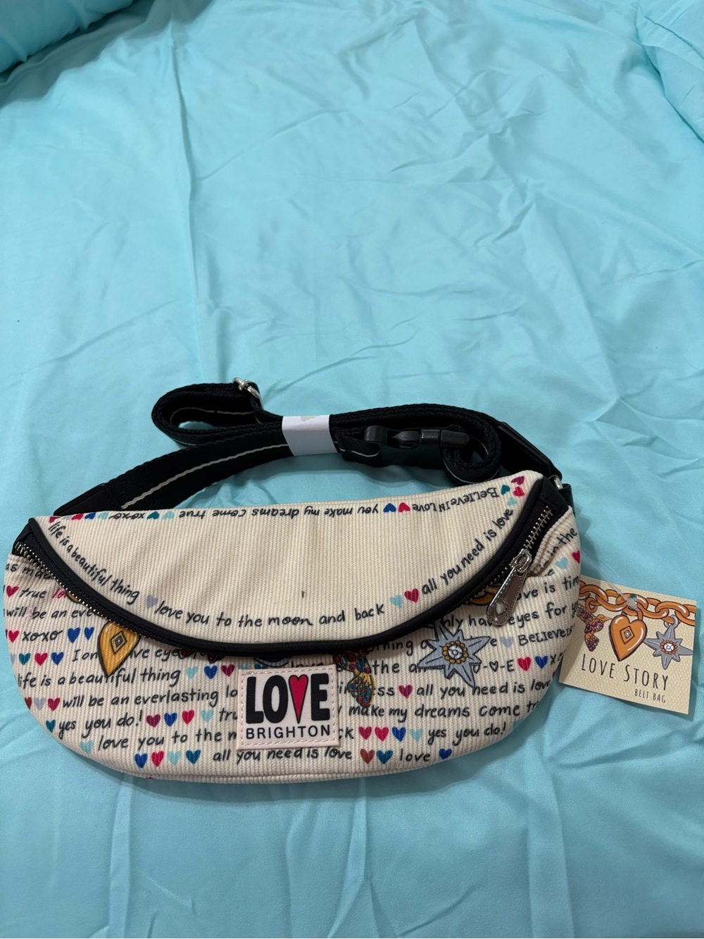 Brighton Cream Love Story Printed Sling Purse - Picture 2 of 5